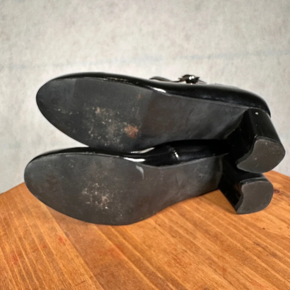 Funtasma Mary Jane Heels Women Size 8 Black Good Patent Block Heel Pump